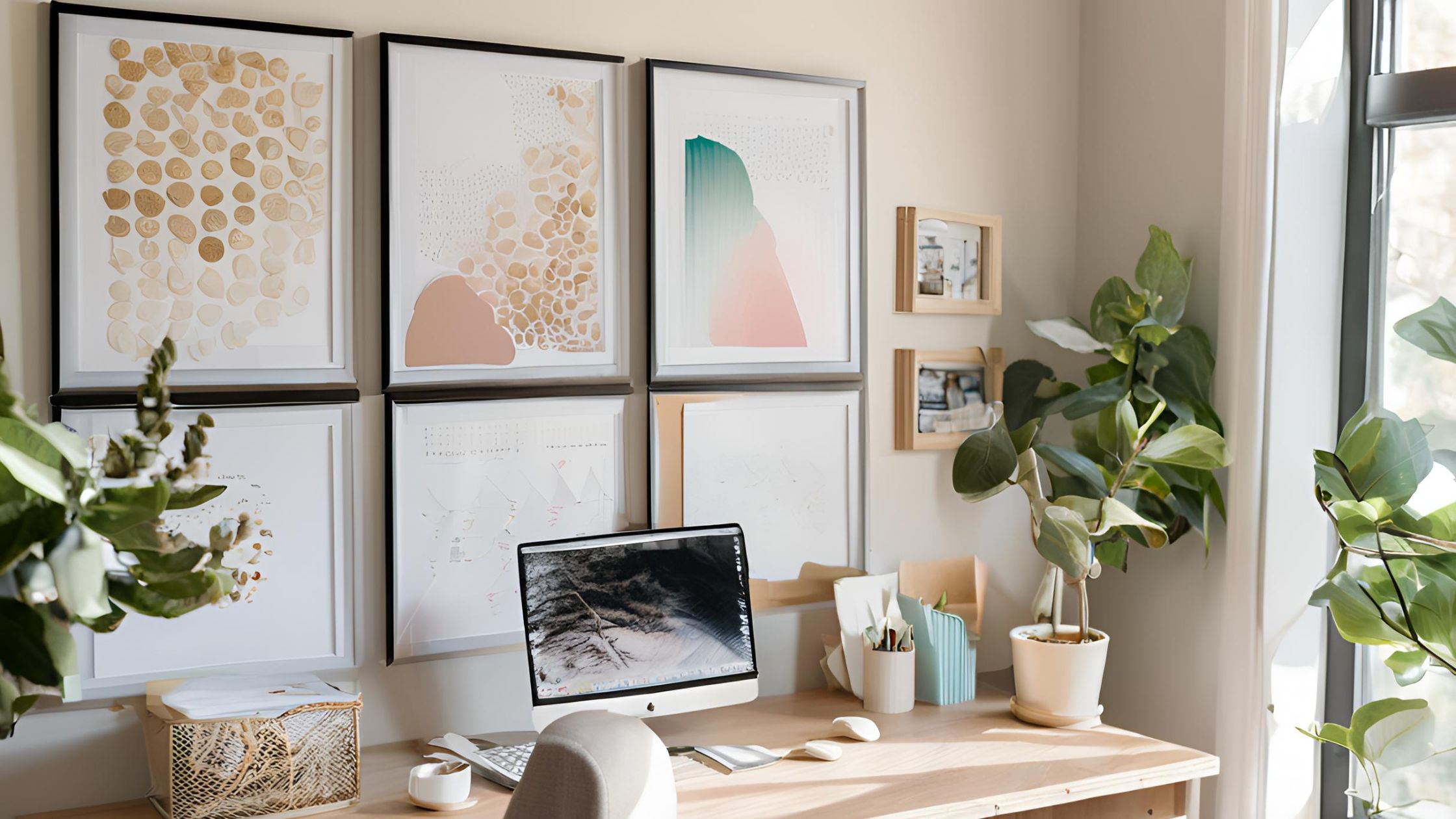 Placement of motivational art in the home office